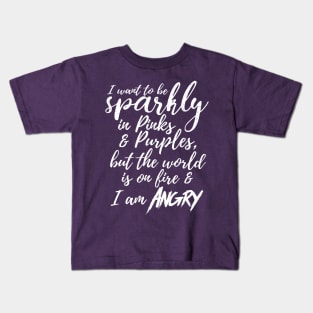 I want to be Sparkly - White Text Kids T-Shirt